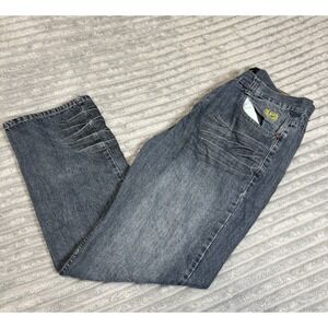 Phat Farm Classics Sz 38/34 Blue Dark Wash Men Jeans Embroided Logo Y2K